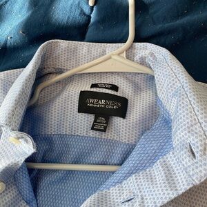 Kenneth Cole Light Blue Patterned Dress Shirt